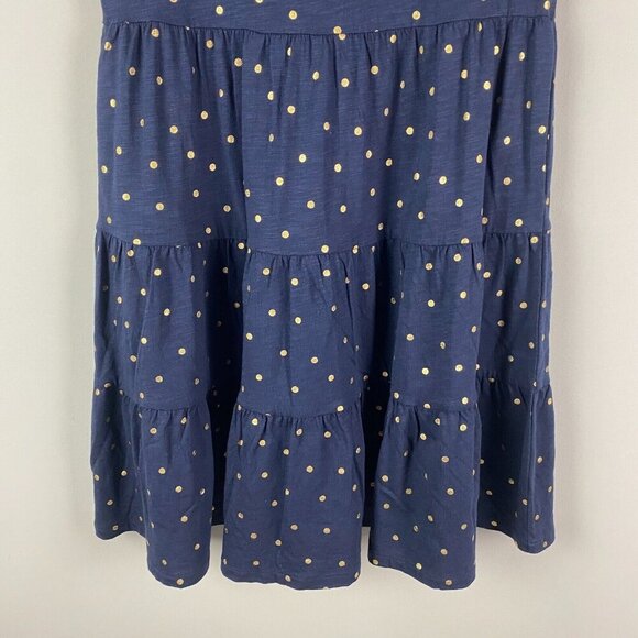 Boden Romaine Tiered Jersey Dress Navy and Gold Polka Dot US Size 2P - Picture 3 of 11